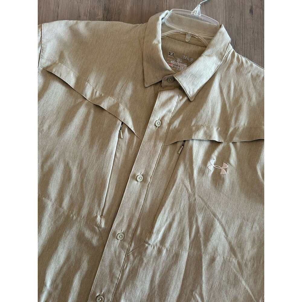 Under Armour Heat Gear Long Sleeve Men’s Shirt Loose Size XL Tan